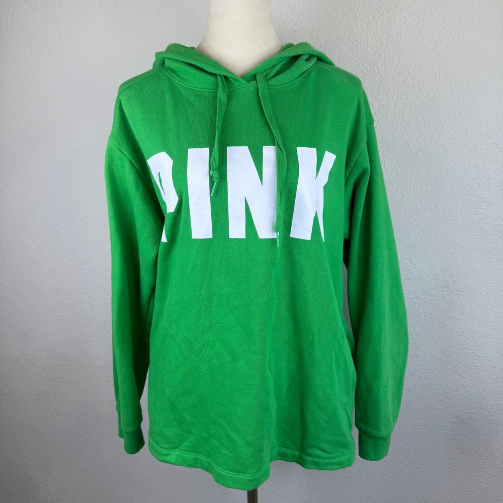 PINK Victoria's Secret Women's Green Logo Hoodie